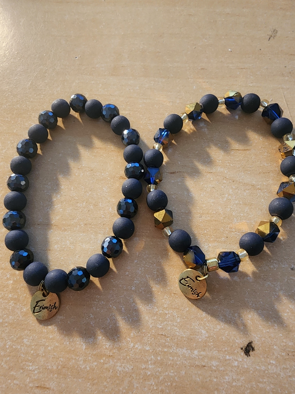 Erimish Matte Black and Blue Beaded Bracelet